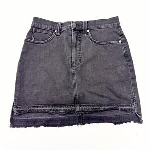 Madewell A-Line Raw Hem Straight Skirt Charcoal Denim Jean Wash Size 28